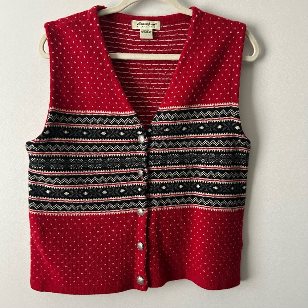 Eddie Bauer wool fairisle cozy cabin ski winter M